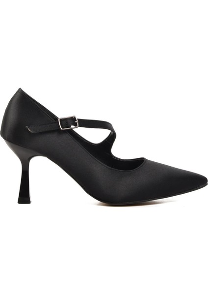 357094 Siyah Saten Kadın Topuklu Ayakkabı fiyatları