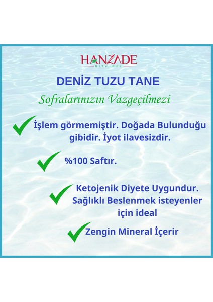 Saf Deniz Tuzu Tane Granül Iyot Ilavesiz 1 kg x 2 Adet