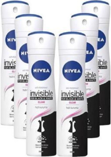 Invisible Black & White Clear 150 ml x 6 Adet