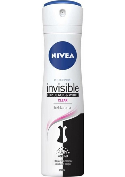 Invisible Black & White Clear 150 ml x 6 Adet fiyatları