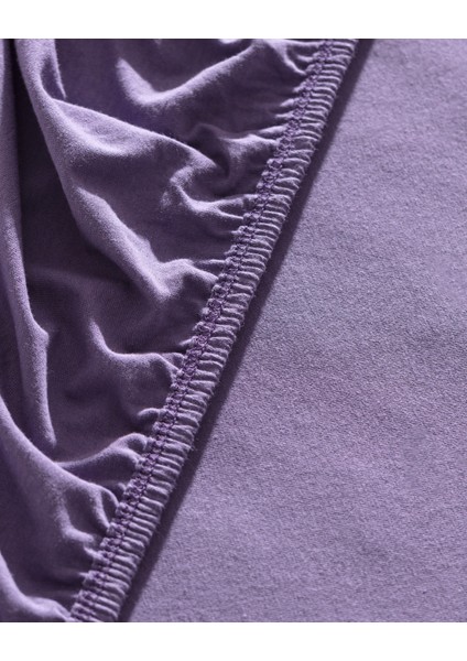 Valeria Çift Kişilik %100 Pamuk Lastikli Penye Çarşaf - Mor modelleri