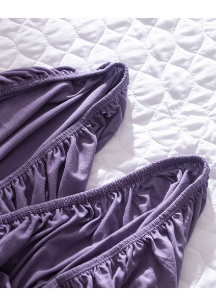 Valeria Çift Kişilik %100 Pamuk Lastikli Penye Çarşaf - Mor indirimleri