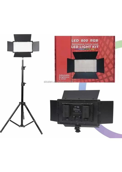 Profesyonel Rgb LED Işık 800 Ledli Dslr Fotoğraf Makinesi Video Kamera Işığı Makyaj Tattoo Dövme Işığı 800 LED Rgb Kumandalı Işık + 2m Işık Ayağı