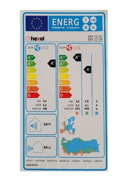 Sky 12UI A++ 12.000 Btu Klima (Montaj ve 4m Bakır Boru Seti Dahil)