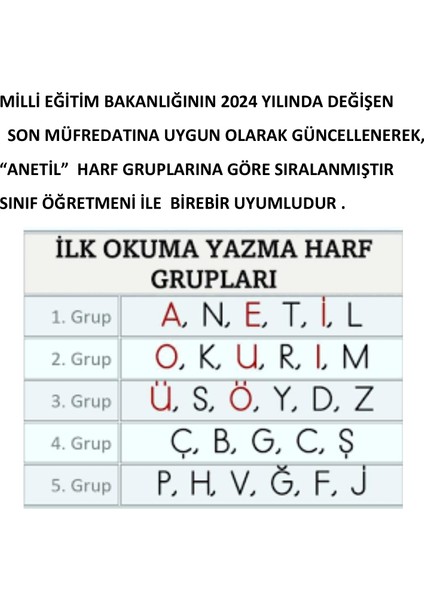 Okul Öncesi ve 1. Sınıf Okuma Yazma Yazı Öğretimi 3 Aşamalı Alfabe Defteri Kitabı Defter Kitap, Ana Sınıfı Anasınıfı Alfabe Kartları - 1 Öğrencilik, Anetil Sırasıyla 1 Adet