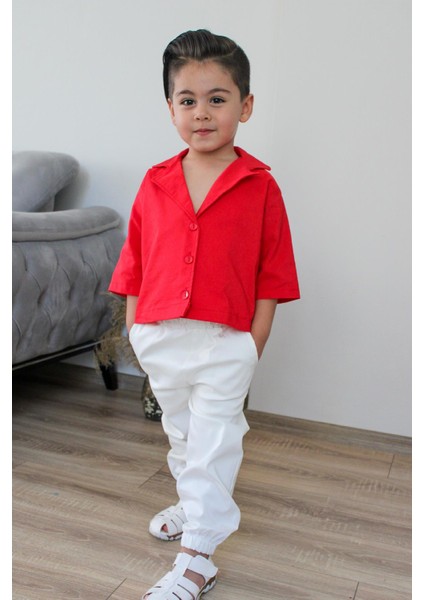 Unisex Çocuk Gömlek Kırmızı