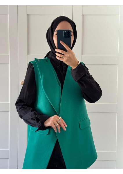 Asimetrik Kesim 2 Farklı Model Çeket Yeşil