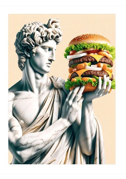 Hamburger Yiyen Roma Heykeli Art Mdf Poster 18 cm x 27 cm