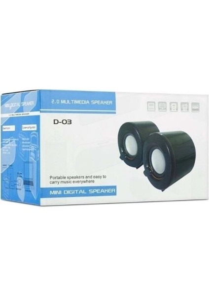 Hoparlör 1+1 Ses Sistemi USB 2.0 Multımedıa Speaker Bilgisayar-Laptop Hoparlör Siyah