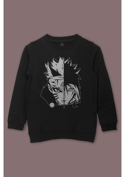 Çocuk Sweatshirt Naruto And Sasuke Uzumakı Uchiha Decal Baskılı Sweat