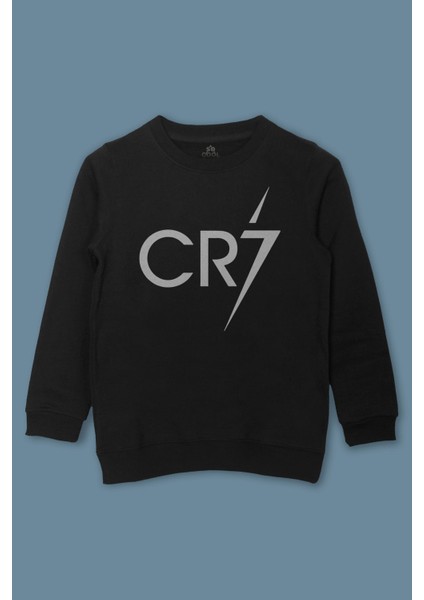 Çocuk Sweatshirt Goat Siyah Baskılı Cristiano Ronaldo Altın Top Ballon D'or Baskılı Sweat