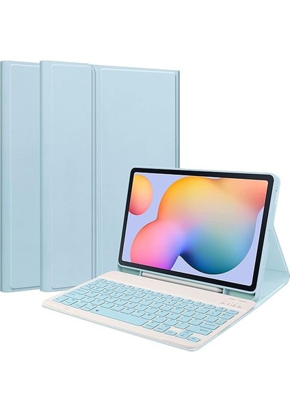 Samsung Galaxy Tab S6 Lite SM-P610 Kılıf Yatay Standlı Kalem Bölmeli Bluetooth Klavyeli Deri Kapaklı Kılıf