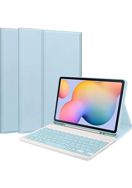 Samsung Galaxy Tab S6 Lite SM-P610 Kılıf Yatay Standlı Kalem Bölmeli Bluetooth Klavyeli Deri Kapaklı Kılıf