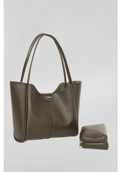 Kadın Haki Büyük Boy Makyaj Çantalı El ve Omuz Çantası fiyatları