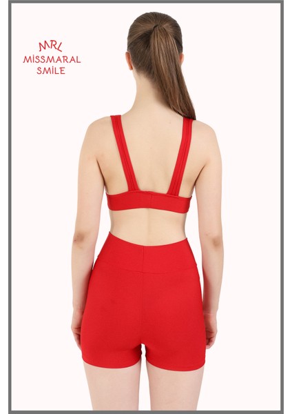 Kadın Mini Şort Boxer Kırmızı Yüksek Bel Fit Görünüm 11080 modelleri
