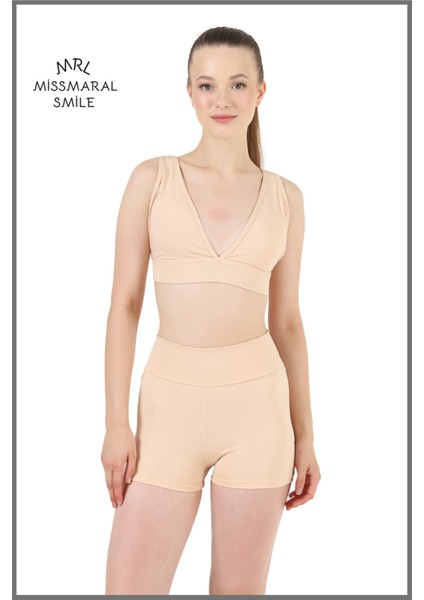 Kadın Mini Şort Boxer Ten Rengi Yüksek Bel Fit Görünüm 11080 fırsatları