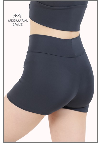 Kadın Antrasit Mini Şort Boxer Yüksek Bel Sıkılaştırıcı Fit Görünüm 11080