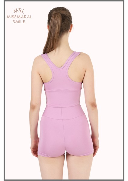 Kadın Mini Şort Boxer Lila Yüksek Bel Fit Görünüm 11080 fırsatları