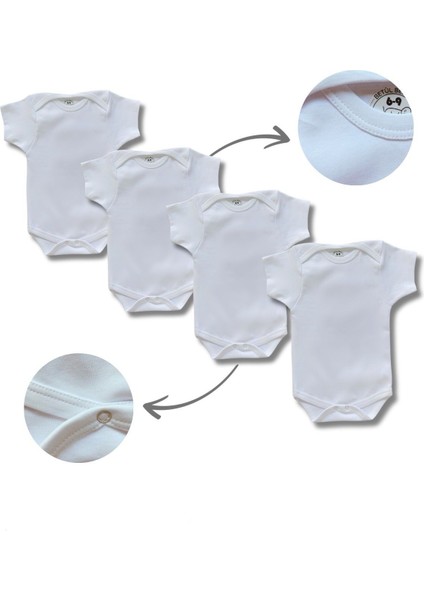 Kısa Kollu 4'lü Organik Pamuk Çıtçıtlı Bebek Body&zıbın