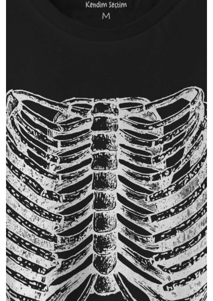 T-Shirt Ripcage Skeleton Iskelet Chest X-Ray Halloween Siyah Baskılı Tişört fiyatları