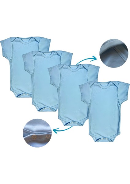 Kısa Kollu 4'lü Organik Pamuk Çıtçıtlı Bebek Body&zıbın