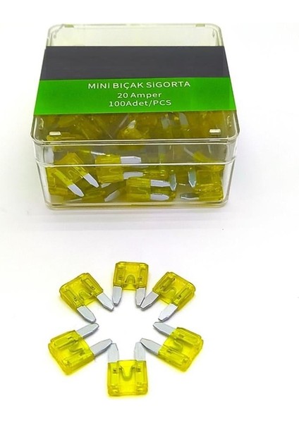 Mini Bıçak Sigorta 20 Amper ( 100 ' Lü Paket )