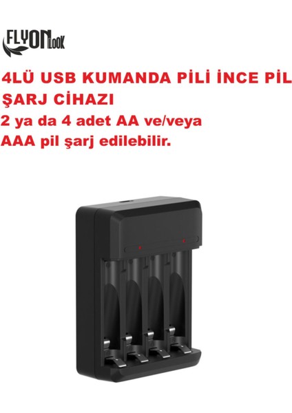 4'LÜ AA Kalem AAA İnce Kalem + AA/AAA Ni-Mh/Ni-Cd Şarjlı Mause ve Kumanda İnce Pil Şarj Cihazı Aleti