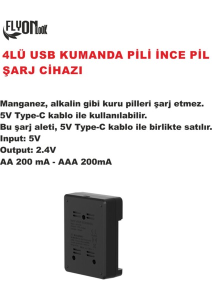 4'LÜ AA Kalem AAA İnce Kalem + AA/AAA Ni-Mh/Ni-Cd Şarjlı Mause ve Kumanda İnce Pil Şarj Cihazı Aleti