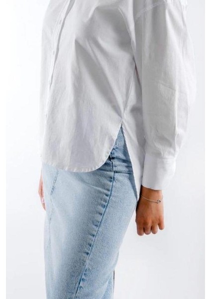 Kadın Beyaz Oversize Gömlek