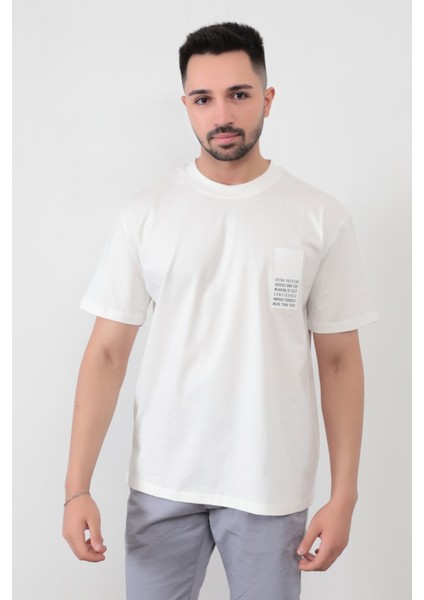 John Borners Beyaz Erkek Extra Positive Baskılı Regular Kesim T-Shirt