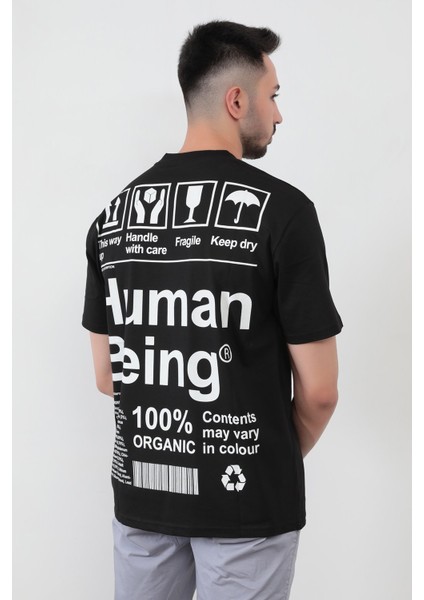 John Borners Siyah Erkek Human Baskılı Regular Kesim T-Shirt