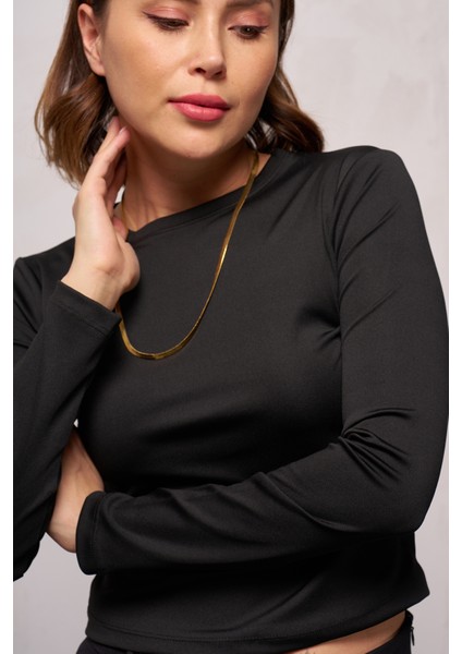 Kadın O Yaka Dalgıç Crop Body