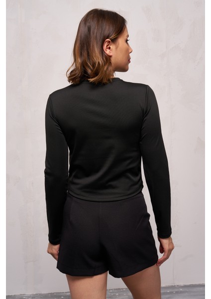 Kadın O Yaka Dalgıç Crop Body