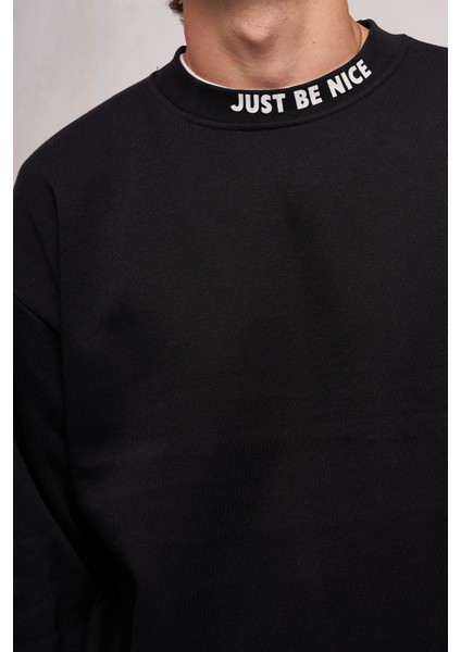 John Borners Erkek Üç iplik Yakası Just Be Nice Baskılı Sweatshirt