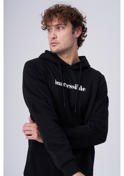 John Borners Üç İplik İnaccessible Baskılı Kanguru Cepli Sweatshirt