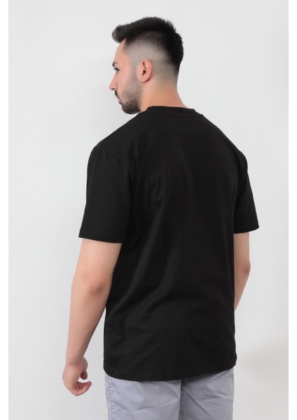 John Borners Siyah Erkek Extra Positive Baskılı Regular Kesim T-Shirt