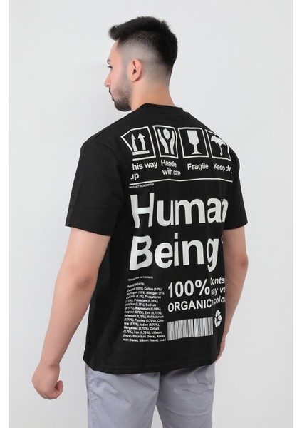 John Borners Siyah Erkek Human Baskılı Regular Kesim T-Shirt