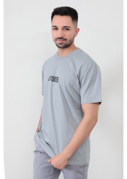 John Borners Açık Gri Erkek 0039 Baskılı Regular Kesim T-Shirt