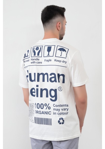 John Borners Beyaz Human Baskılı Regular Kesim T-Shirt