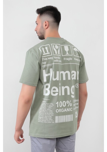 John Borners Yeşil Human Baskılı Regular Kesim T-Shirt