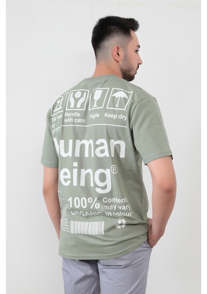 John Borners Yeşil Human Baskılı Regular Kesim T-Shirt