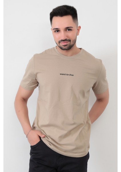 John Borners Vizon Erkek Want To Live Baskılı T-Shirt