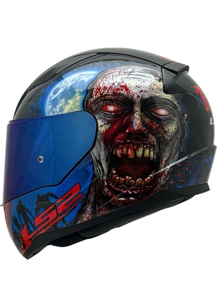 Rapıd 2 Zombıe Siyah-Kırmızı Kask Mavi Cam