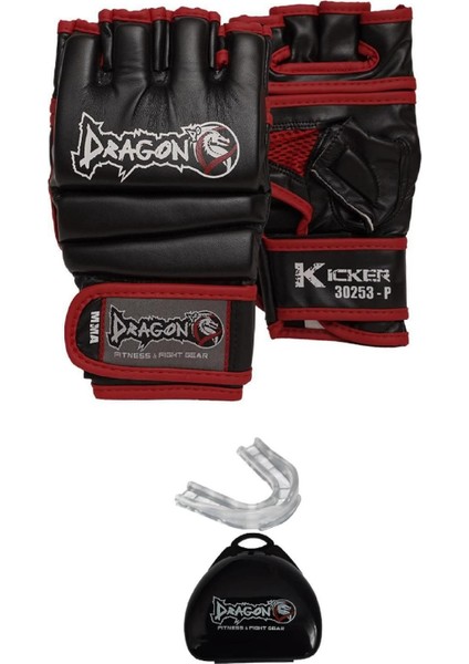 DragonDokicker Mma Eldiveni ve Dişlik Seti Gloves Giftoom Dövüş Sporları, Kickboks , Boks