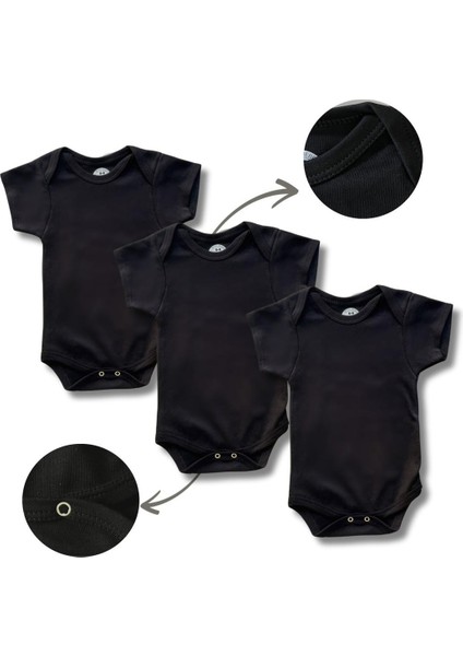 Kısa Kollu 3'lü Organik Pamuk Çıtçıtlı Bebek Body&zıbın