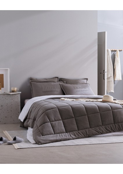 Bobigny Çift Kişilik Pamuklu Supersoft Comfort Set - Antrasit