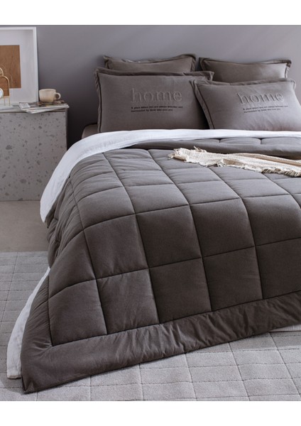 Bobigny Çift Kişilik Pamuklu Supersoft Comfort Set - Antrasit