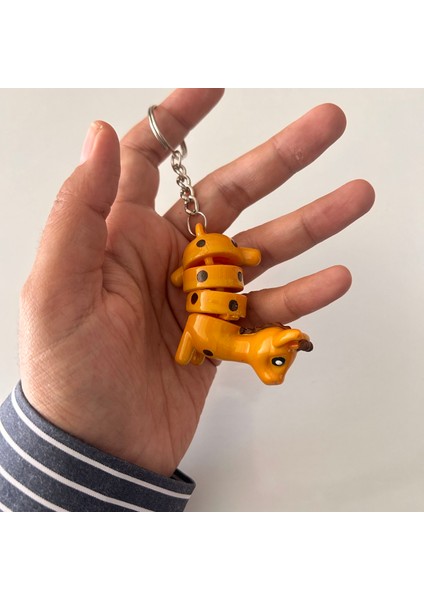 3 D Oturan Hareketli Zürafa Anahtarlık
