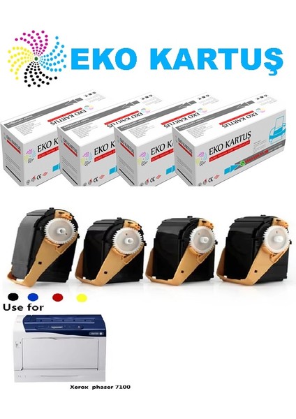 XEROX PHASER 7100-106R02612/ 106R02608/ 106R02609 /106R02610 Muadil Toner 4 Renk Takım