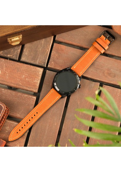 Huawei Watch 42mm 43mm Elegant Uyumlu ( 20MM ) Deri Kordon GT GT2 GT3 Gt3 Pro Seramik 43mm GT4 Elegant Huawei Hakiki Deri Akıllı Saat Kordonu Siyah Deri Kayış